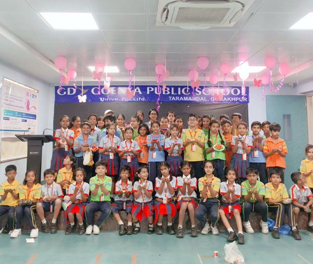 Students and teachers in a classroom at GD Goenka School Taramandal Gorakhpur